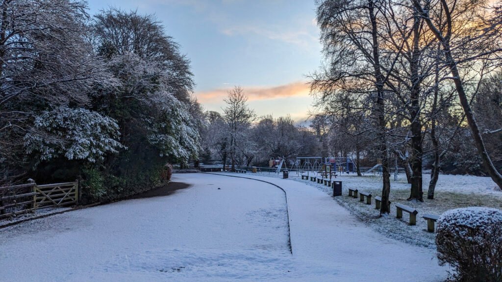 Lovers Retreat Park covered in snow