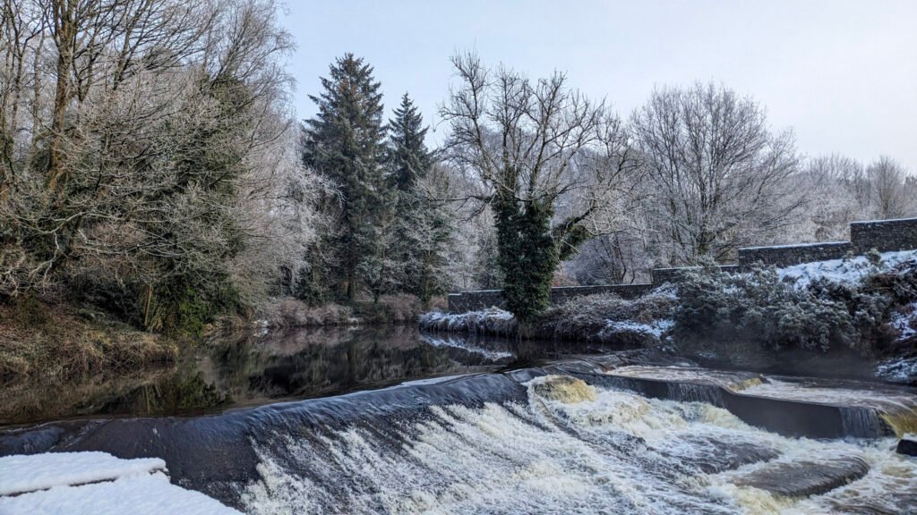 Lovers Retreat waterfall covered in snow