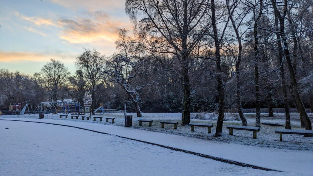 Lovers Retreat Park covered in snow