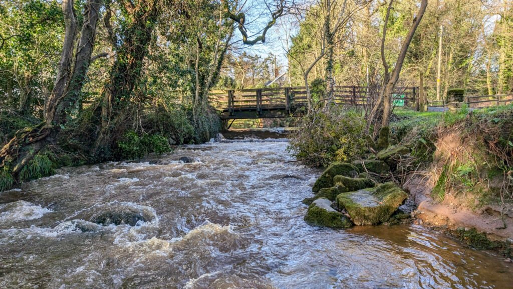 Lovers Retreat footbridge from the stream