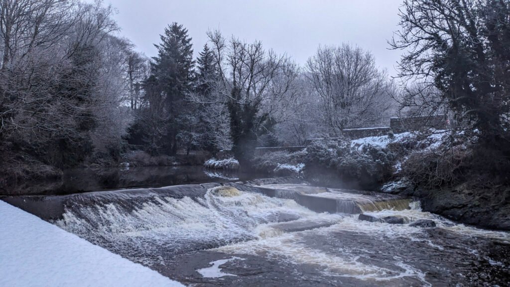 Lovers Retreat waterfall covered in snow