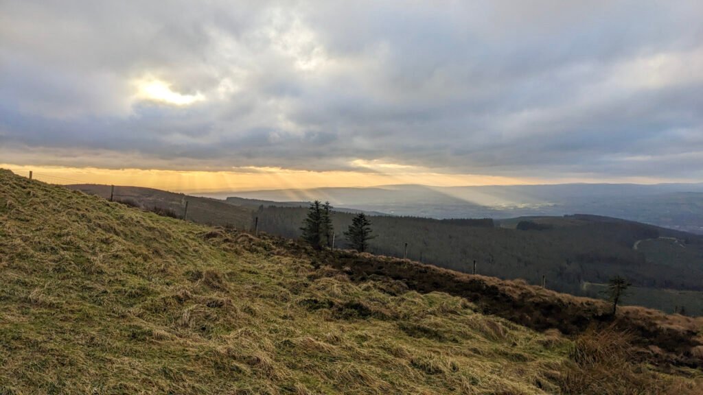 Mullaghcarn Gortin Glens Omagh Sunset over the forest