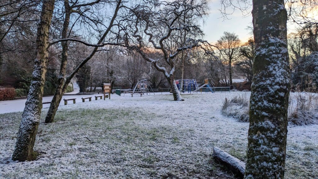 Lovers Retreat park covered in snow