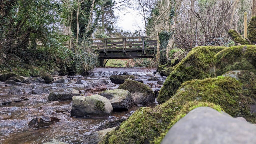 Stream running under the footbridge in Lovers Retreat Omagh